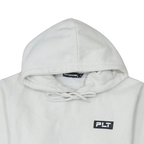 PrettyLittleThing Womens White Hoodie Small Pullover Cotton Blend