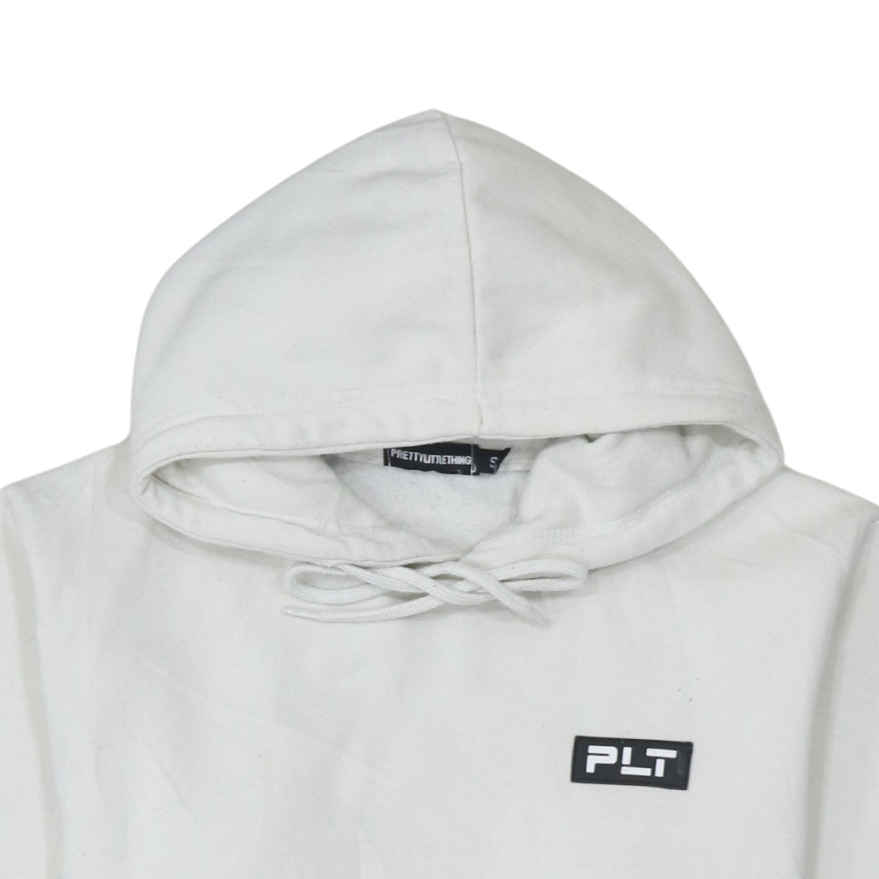PrettyLittleThing Womens White Hoodie Small Pullover Cotton Blend