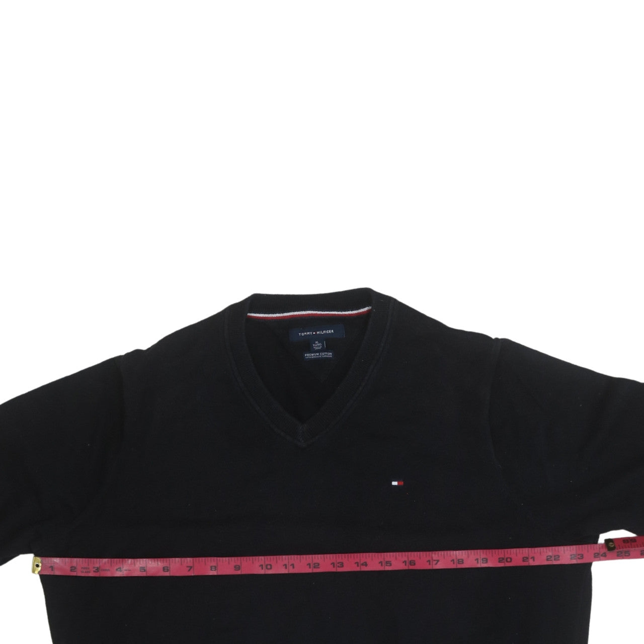 Tommy Hilfiger Men’s Black V-Neck Cotton Pullover Sweater XL