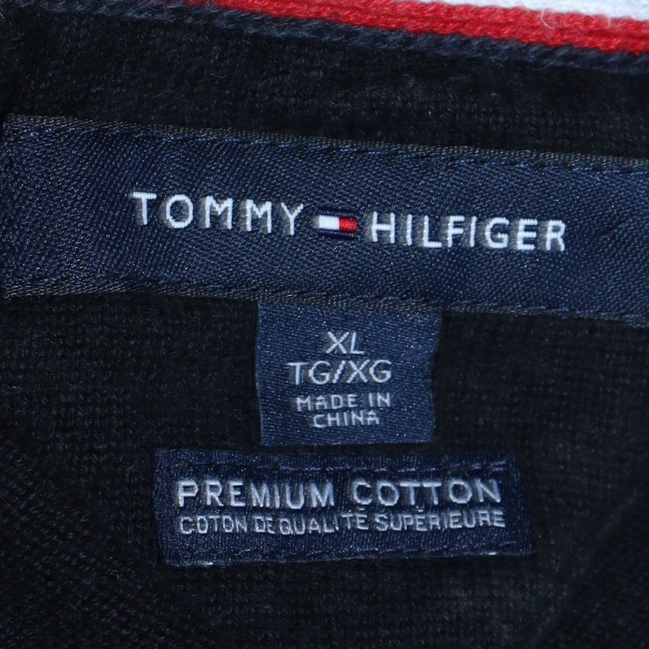 Tommy Hilfiger Men’s Black V-Neck Cotton Pullover Sweater XL