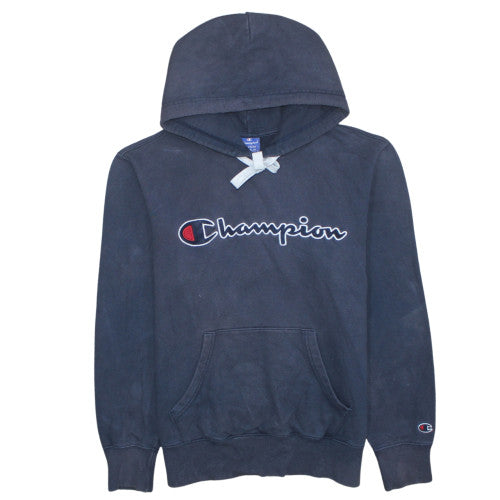Champion Men's Blue Pullover Hoodie Medium Graphic Logo Fleece