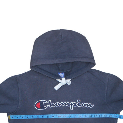 Champion Men's Blue Pullover Hoodie Medium Graphic Logo Fleece