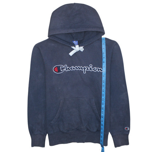 Champion Men's Blue Pullover Hoodie Medium Graphic Logo Fleece