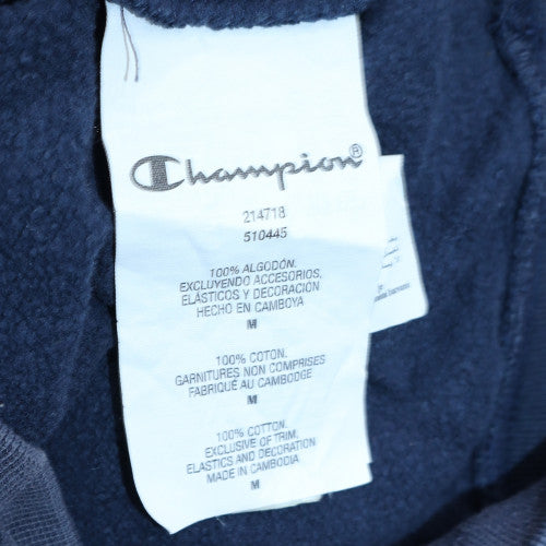 Champion Men's Blue Pullover Hoodie Medium Graphic Logo Fleece