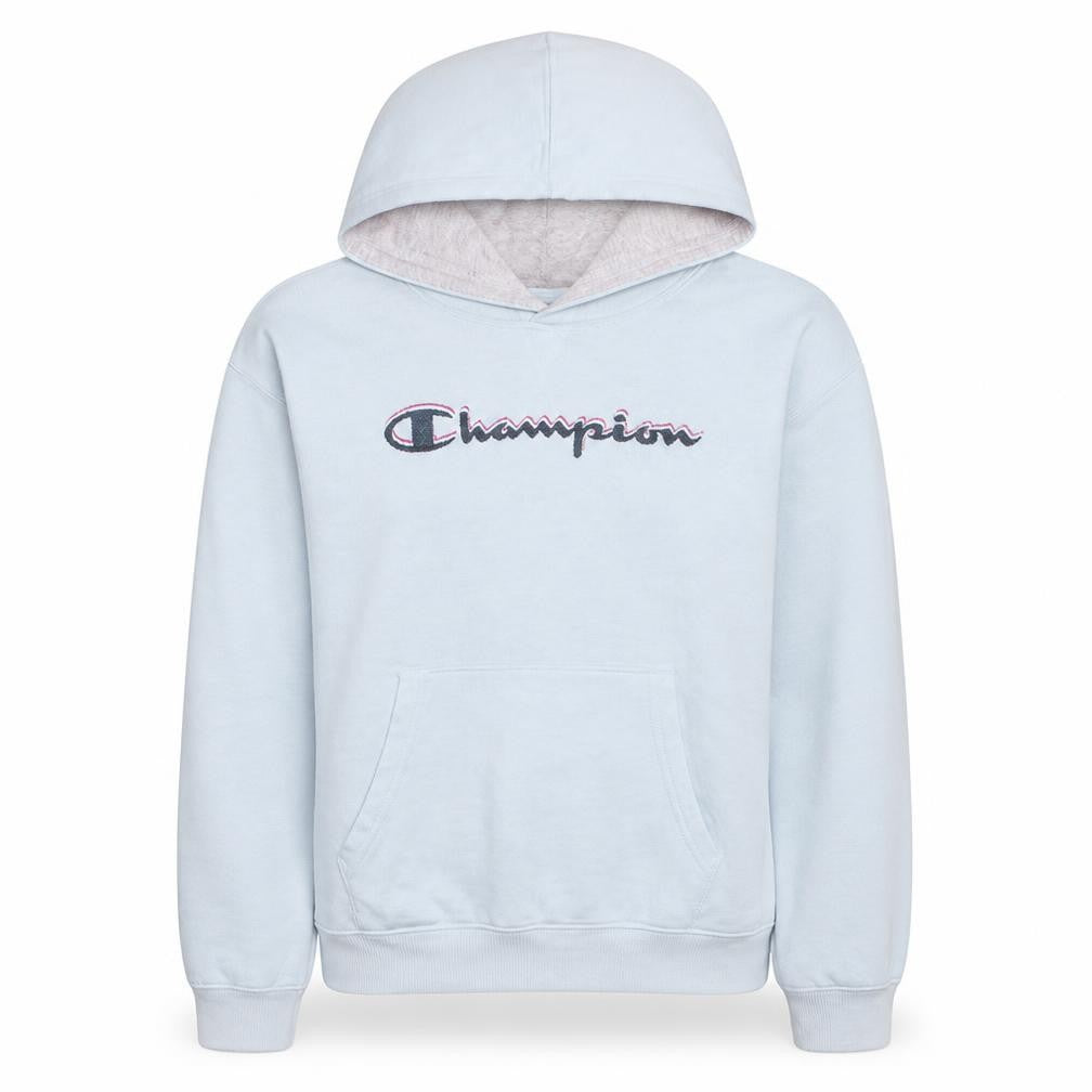 Champion Girls White Pullover Hoodie Size L Logo Fleece Sweatshirt