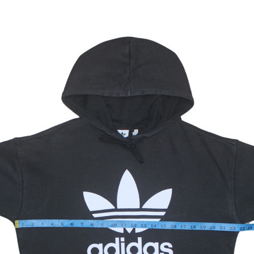 Adidas Women Black Hoodie Size 14 Pullover Cotton Blend Logo Hooded Sweatshirt