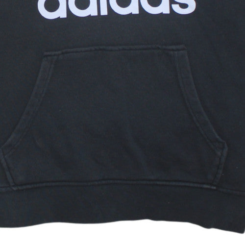 Adidas Women Black Hoodie Size 14 Pullover Cotton Blend Logo Hooded Sweatshirt