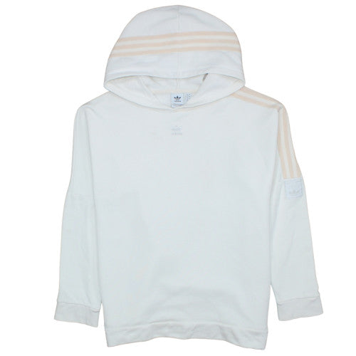Adidas Womens White Hooded Pullover Sweatshirt UK 12 Logo Detail