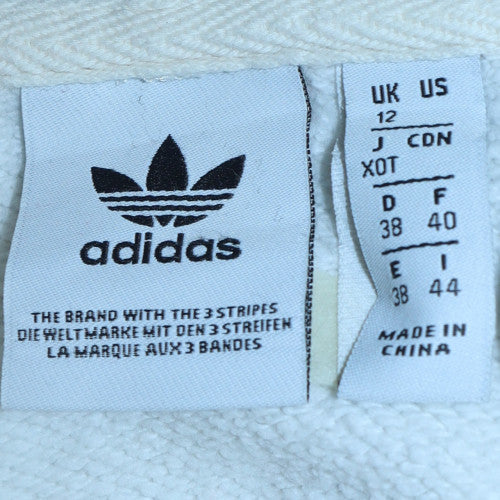 Adidas Womens White Hooded Pullover Sweatshirt UK 12 Logo Detail