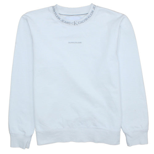 Calvin Klein Jeans Men's White Logo Crew Neck Sweatshirt M