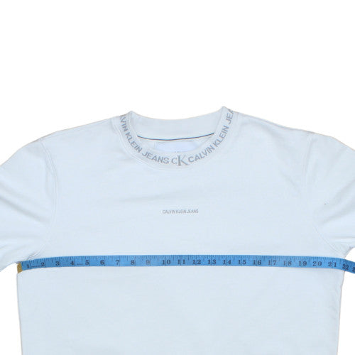 Calvin Klein Jeans Men's White Logo Crew Neck Sweatshirt M