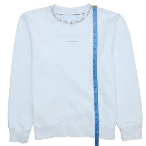 Calvin Klein Jeans Men's White Logo Crew Neck Sweatshirt M