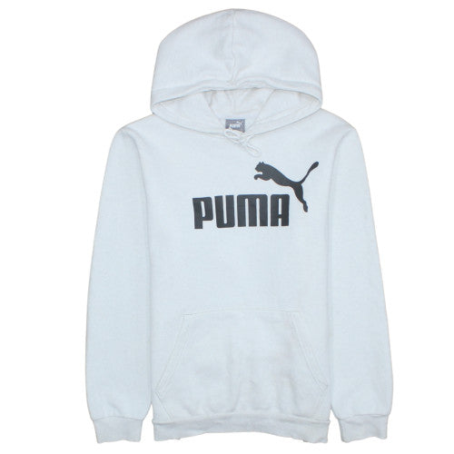 Puma Women White Pullover Hoodie Medium Logo Print Casual