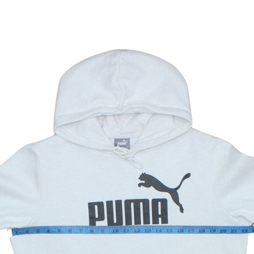 Puma Women White Pullover Hoodie Medium Logo Print Casual