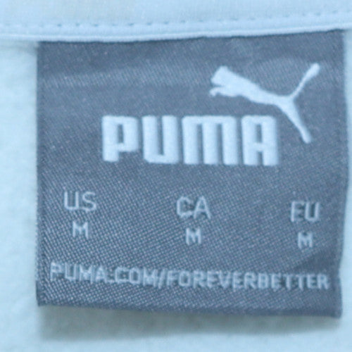 Puma Women White Pullover Hoodie Medium Logo Print Casual
