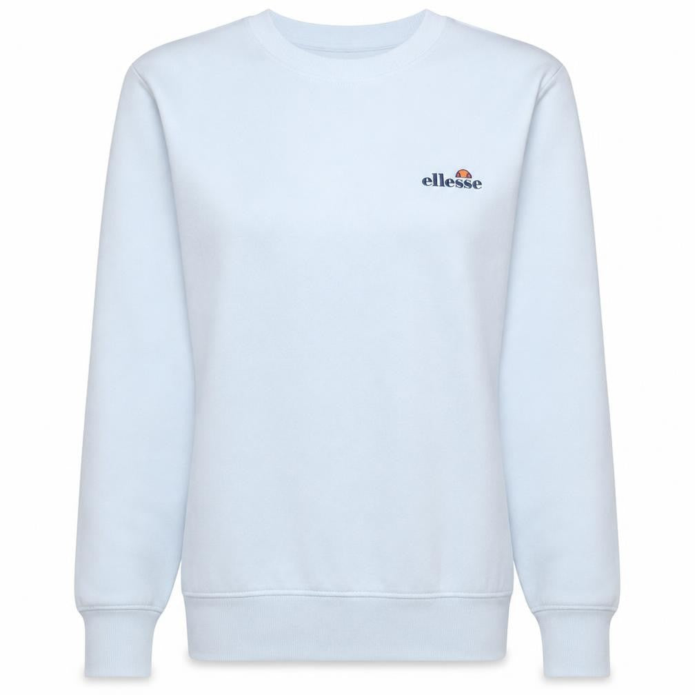 Front view of Ellesse women’s white xs crew neck pullover sweatshirt