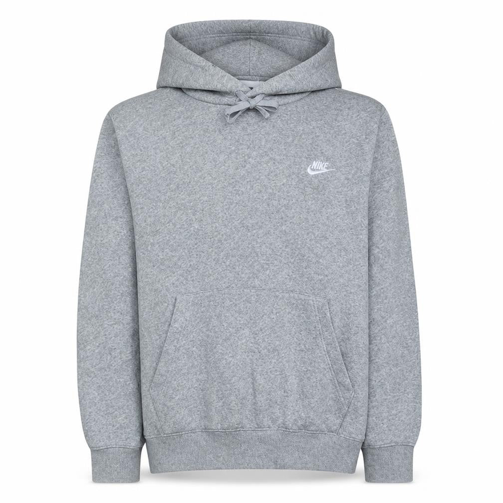 Front view of Nike Men's Grey Pullover Hoodie M Regular Fit Fleece Sweatshirt