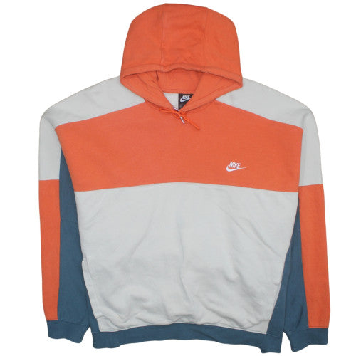 Nike Men's Orange Grey Blue Pullover Hoodie 4XL Fleece Sweatshirt