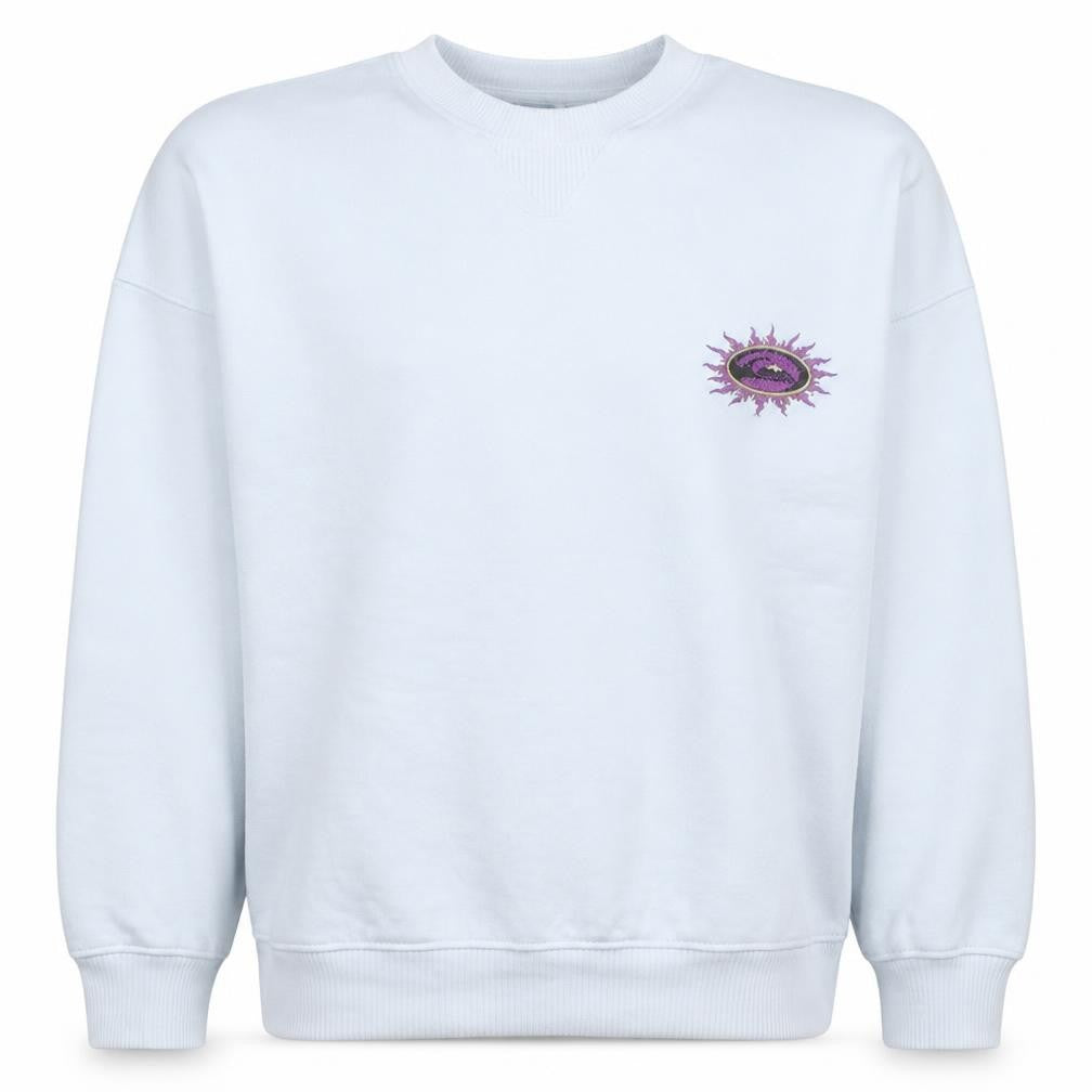 Front view of Quiksilver Men's White Pullover Sweatshirt Logo Graphic, size S