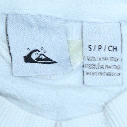 Quiksilver Men's White Pullover Sweatshirt Logo Graphic Size S