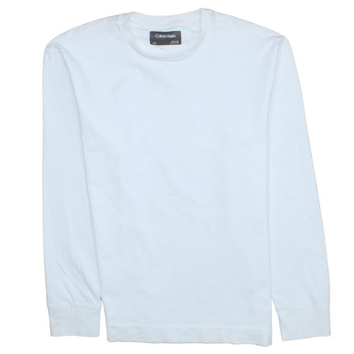 Calvin Klein Men's White Cotton Crew Neck Pullover Sweatshirt S
