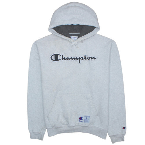 Champion Men’s Grey Pullover Hoodie Size L Fleece Logo Sportswear