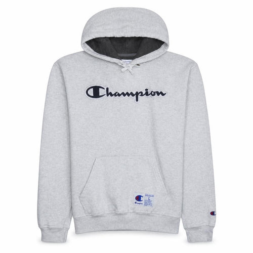 Champion Men’s Grey Pullover Hoodie Size L Fleece Logo Sportswear