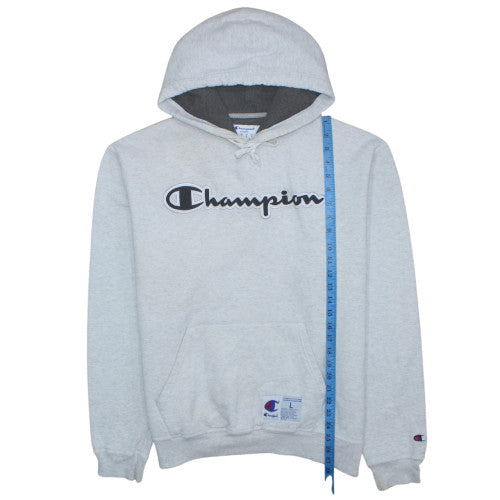 Champion Men’s Grey Pullover Hoodie Size L Fleece Logo Sportswear