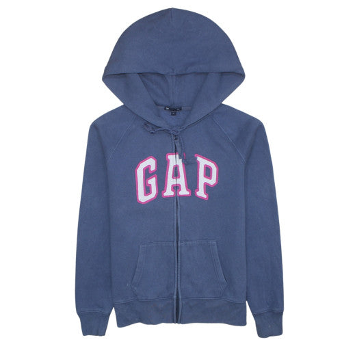 GAP Womens Blue Full Zip Hoodie Medium Cotton Logo Casual