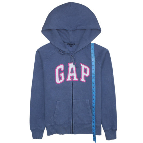 GAP Womens Blue Full Zip Hoodie Medium Cotton Logo Casual