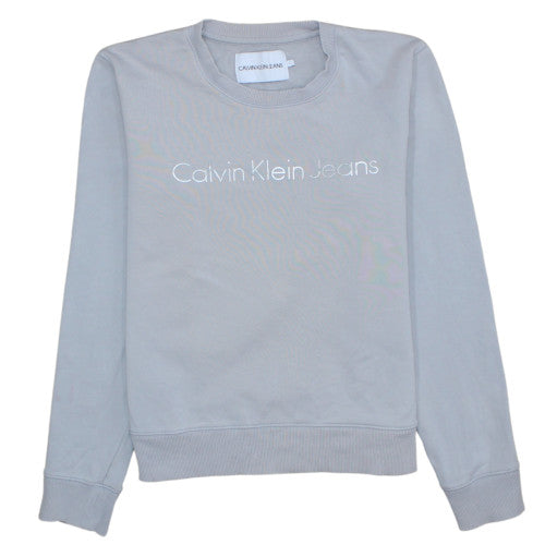 Calvin Klein Jeans Men's Grey Logo Sweatshirt L Pullover Crew Neck