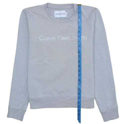 Calvin Klein Jeans Men's Grey Logo Sweatshirt L Pullover Crew Neck
