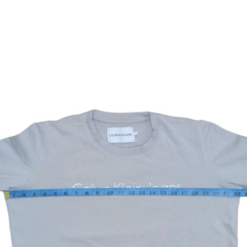 Calvin Klein Jeans Men's Grey Logo Sweatshirt L Pullover Crew Neck