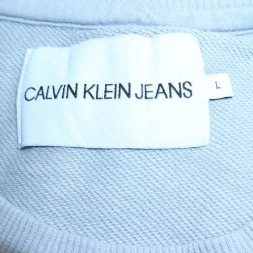 Calvin Klein Jeans Men's Grey Logo Sweatshirt L Pullover Crew Neck