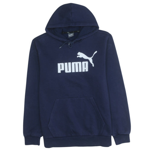 Puma Men's Blue Pullover Hoodie L Fleece Sports Logo Sweatshirt