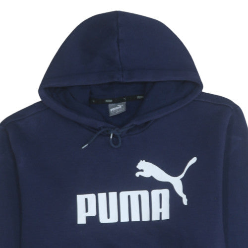 Puma Men's Blue Pullover Hoodie L Fleece Sports Logo Sweatshirt