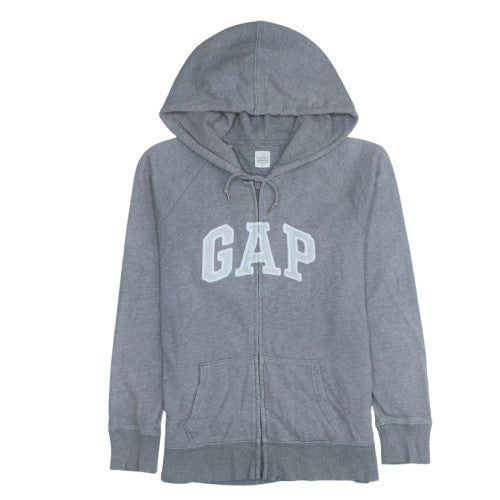 GAP Women Grey Full Zip Hoodie L Cotton Casual Sweatshirt