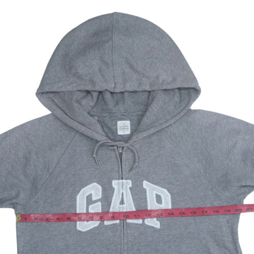 GAP Women Grey Full Zip Hoodie L Cotton Casual Sweatshirt