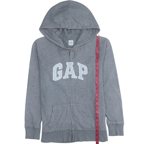 GAP Women Grey Full Zip Hoodie L Cotton Casual Sweatshirt