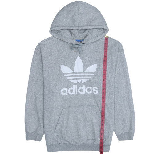 Adidas Men Grey XL Pullover Hoodie with Logo Graphic Print