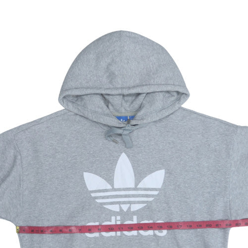 Adidas Men Grey XL Pullover Hoodie with Logo Graphic Print