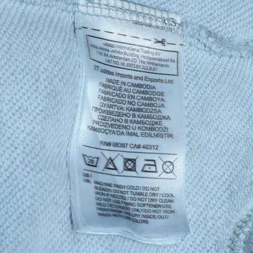 Adidas Men Grey XL Pullover Hoodie with Logo Graphic Print