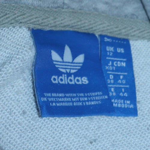 Adidas Men Grey XL Pullover Hoodie with Logo Graphic Print