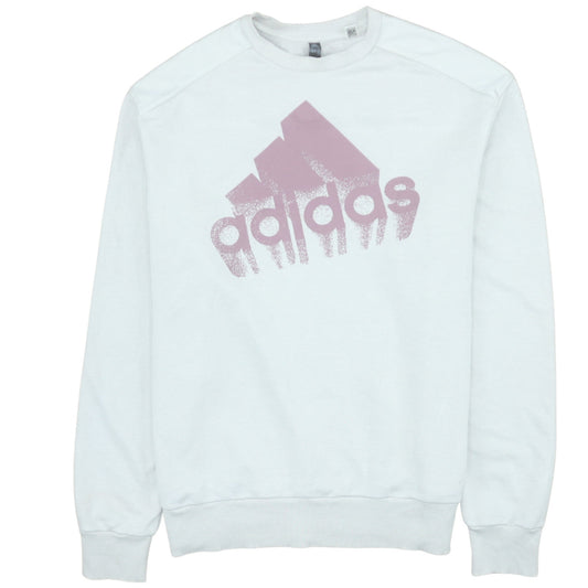 Adidas Men's White Crew Neck Graphic Logo Sweatshirt L