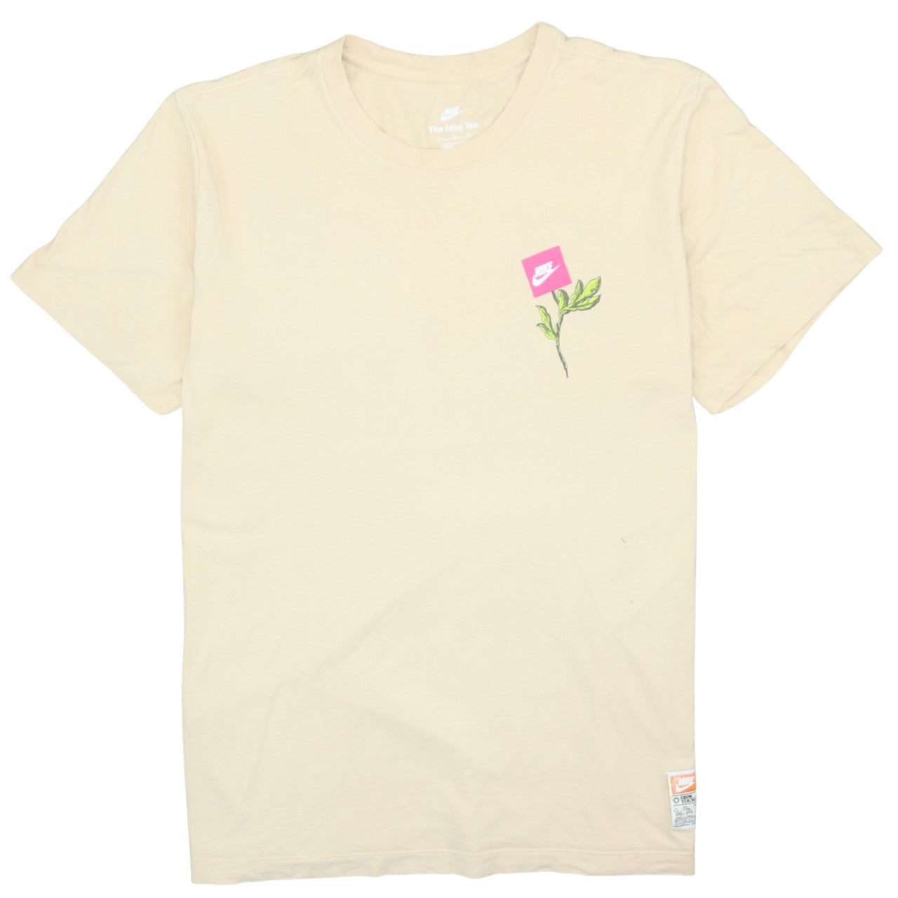 Nike Women's Beige Floral Logo XL Basic Cotton T-Shirt