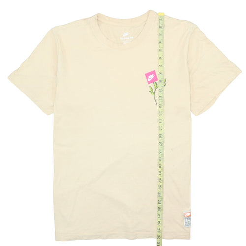 Nike Women's Beige Floral Logo XL Basic Cotton T-Shirt