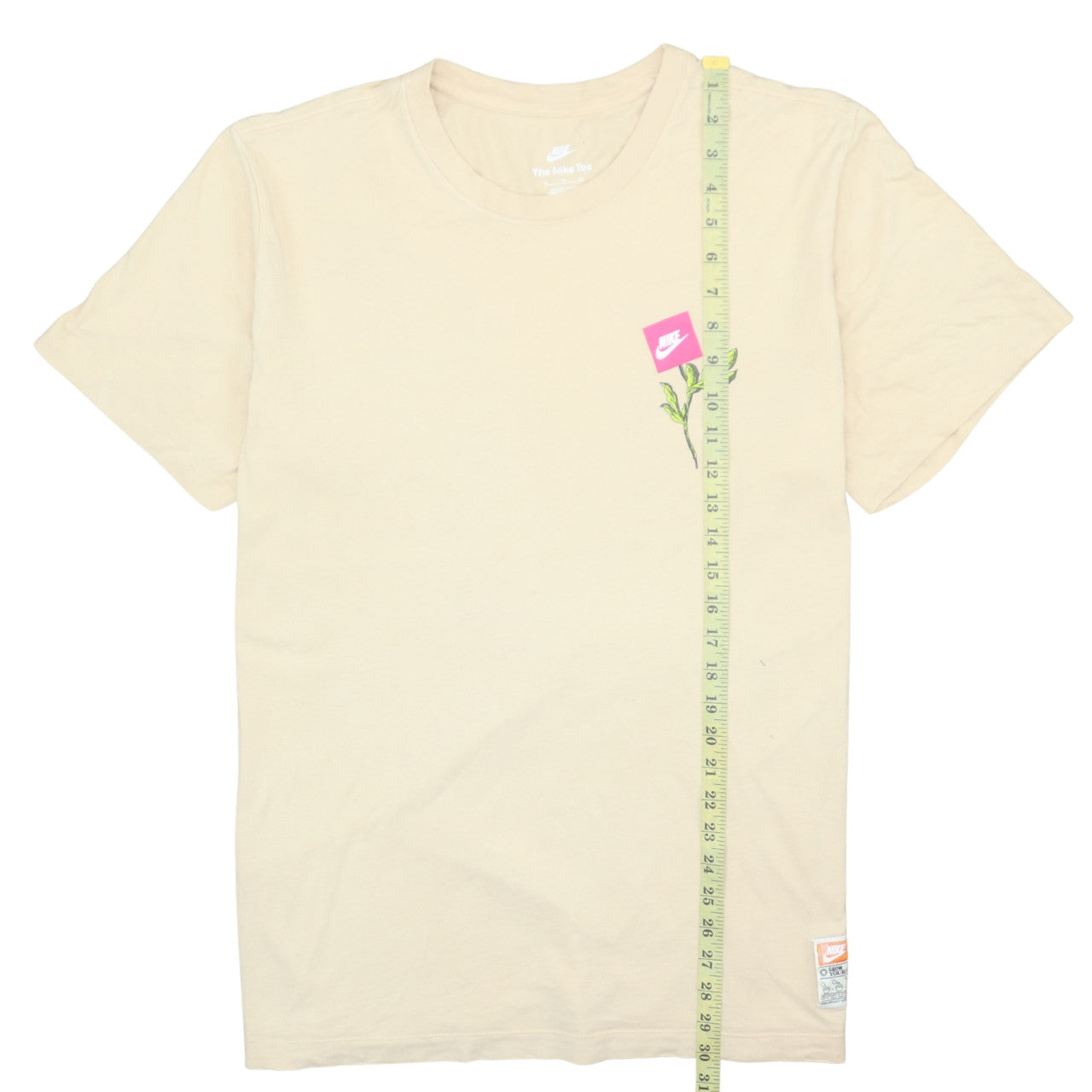 Nike Women's Beige Floral Logo XL Basic Cotton T-Shirt
