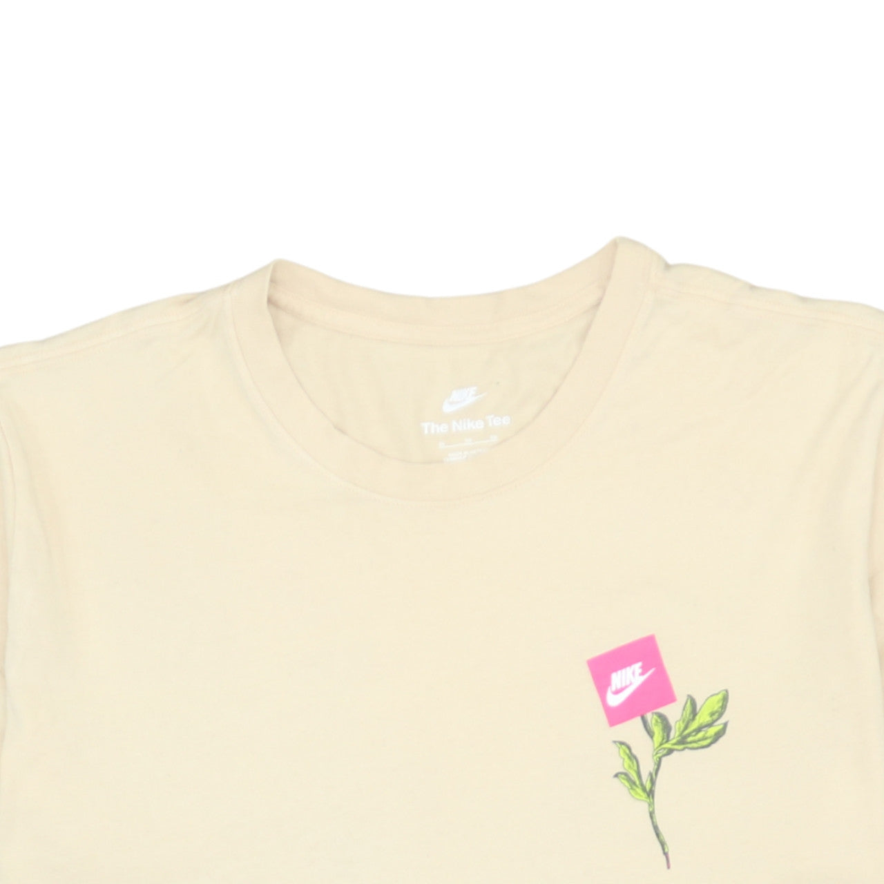 Nike Women's Beige Floral Logo XL Basic Cotton T-Shirt