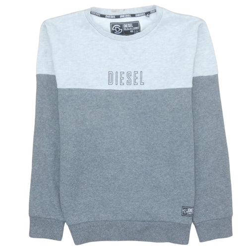 Diesel Teens Grey Pullover Sweatshirt Logo Crew Neck Size 14 Slim