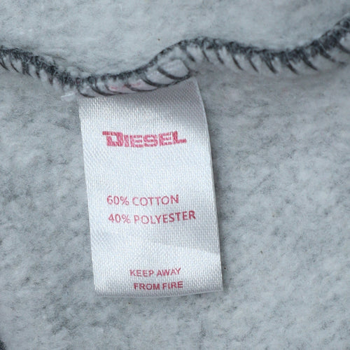 Diesel Teens Grey Pullover Sweatshirt Logo Crew Neck Size 14 Slim